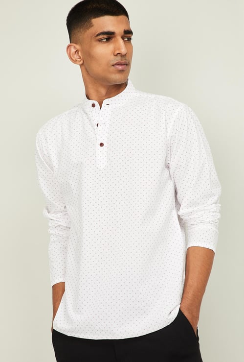MELANGE Men Printed Kurta with Band Collar