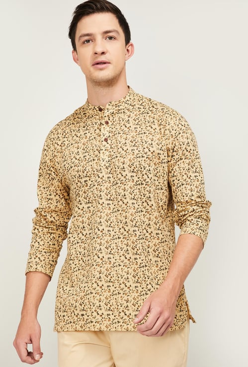 MELANGE Men Floral Print Regular Fit Short Kurta