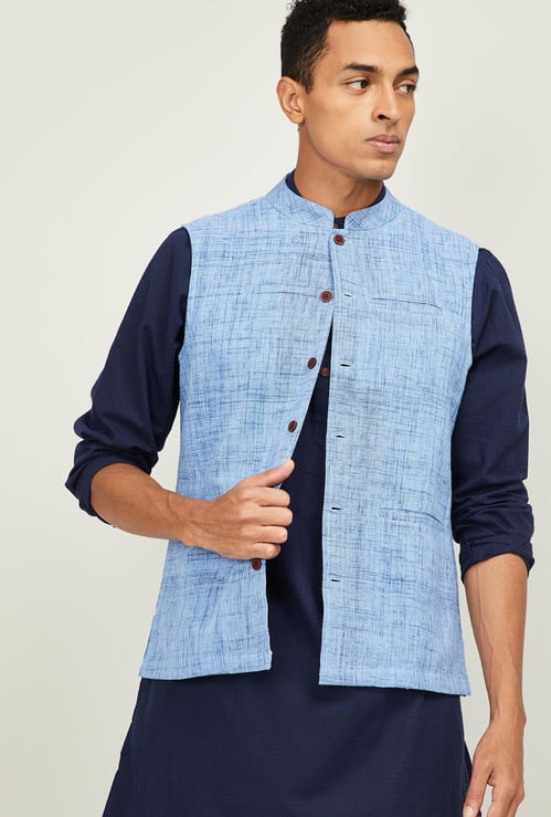 MELANGE Men Textured Nehru Jacket
