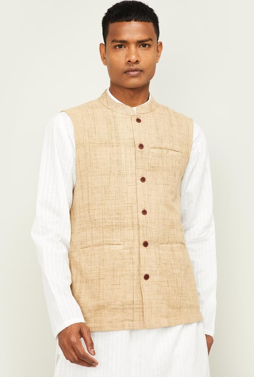 MELANGE Men Textured Nehru Jacket