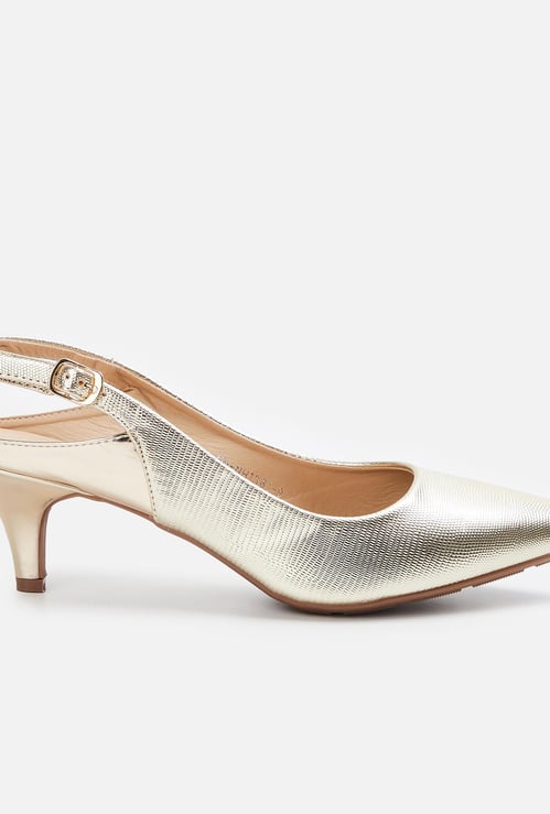 CODE Women Textuted Slingback Kitten Heels