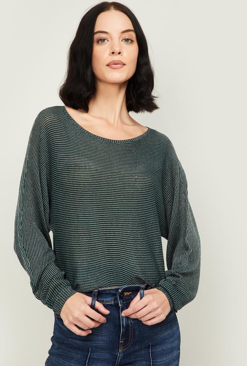 VERO MODA Women Textured Blouson Sleeves Sweater