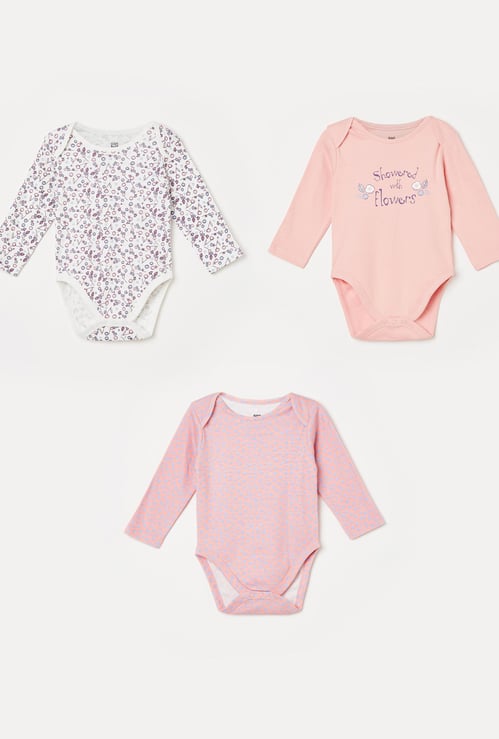 FS MINI KLUB Printed Full Sleeves Bodysuit - Pack of 3