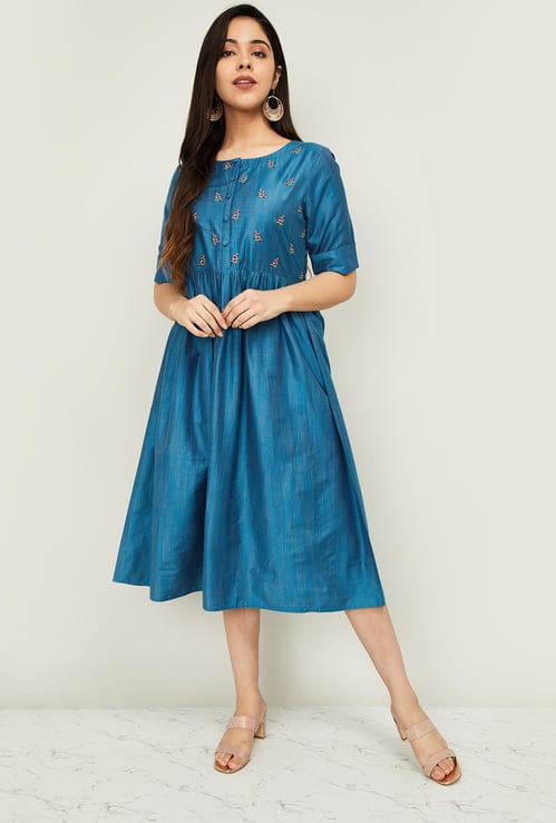 MELANGE Women Embroidered Midi Dress