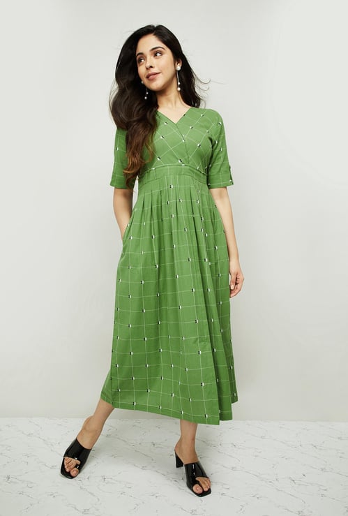 MELANGE Women Short Sleeves Midi Dress