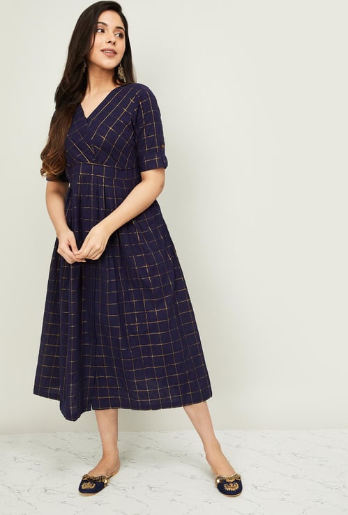 MELANGE Women Short Sleeves Midi Dress