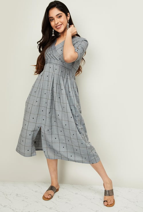 MELANGE Women Short Sleeves Midi Dress