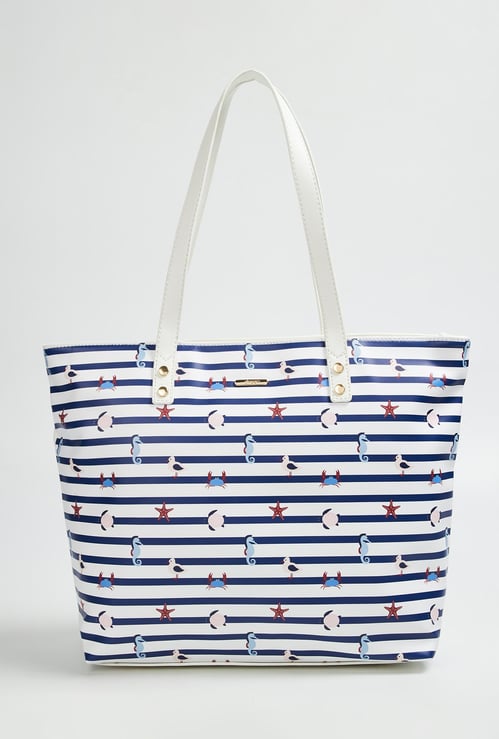 GINGER Women Printed Zip-Closure Tote Bag