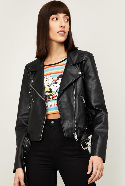 ONLY Women Solid Biker Jacket
