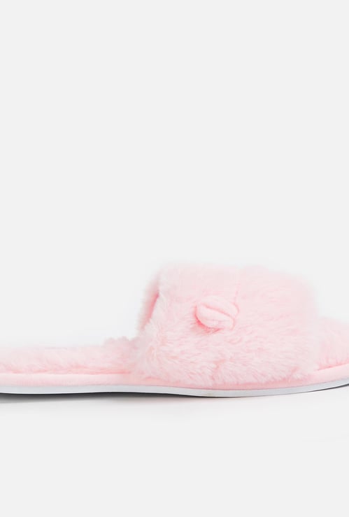 GINGER Women Solid Faux Fur Sliders