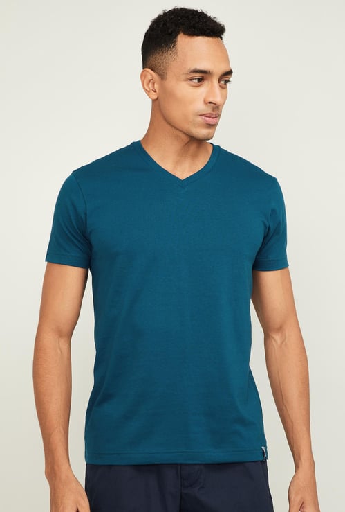 JOCKEY Men Solid Slim Fit V-Neck Lounge T-shirt