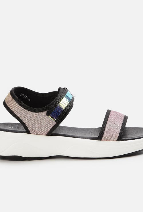 FAME FOREVER Girls Glittered Velcro-Strap Sandals