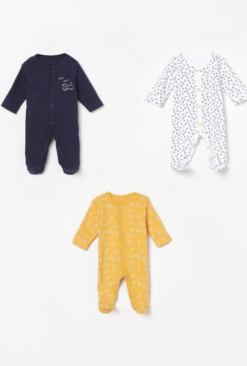 JUNIORS Boys Printed Sleepsuit- Pack of 3