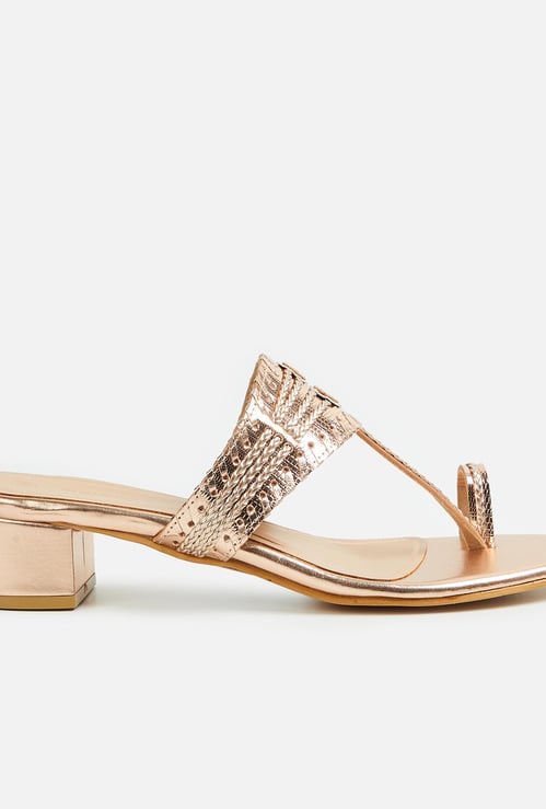 MELANGE Embellished Block-Heel Sandals