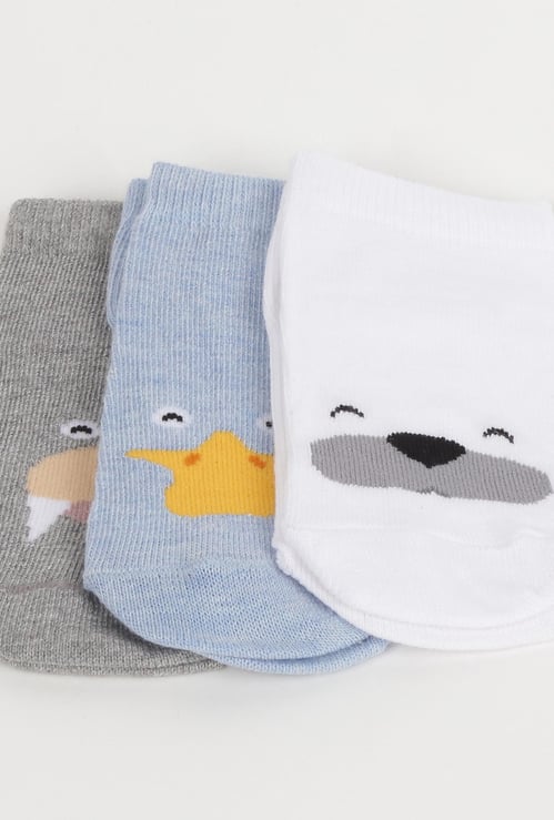 FAME FOREVER Boys Patterned Ankle-Length Socks - Pair of 3