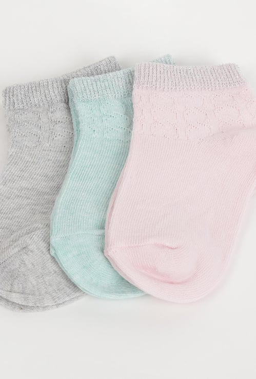 FAME FOREVER Girls Patterned Ankle-Length Socks - Pair of 3