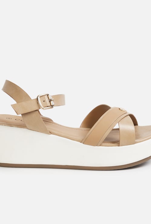 CODE Women Solid Open-Toe Wedges