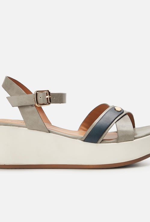 CODE Women Solid Open-Toe Wedges