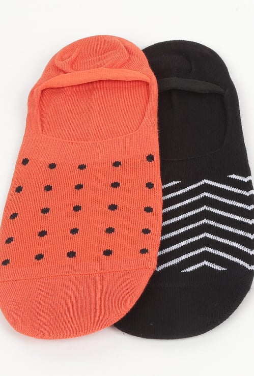 CODE Patterned No-Show Socks - Pair of 2