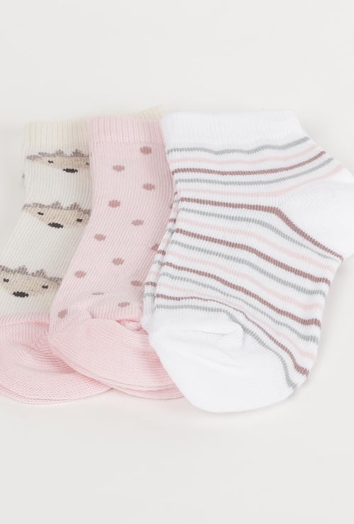 FAME FOREVER Girls Patterned Ankle-Length Socks - Set of 3