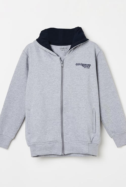 GINY & JONY Boys Printed Zip-Closure Hooded Sweatshirt