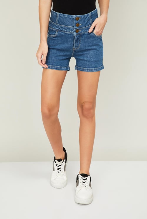 XPOSE Women Stonewashed High-Waist Shorts