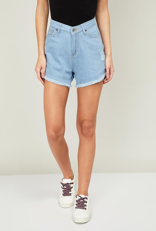 XPOSE Women Distressed Frayed Hem Shorts