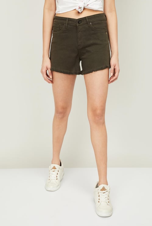 XPOSE Women Solid Regular Fit Denim Shorts