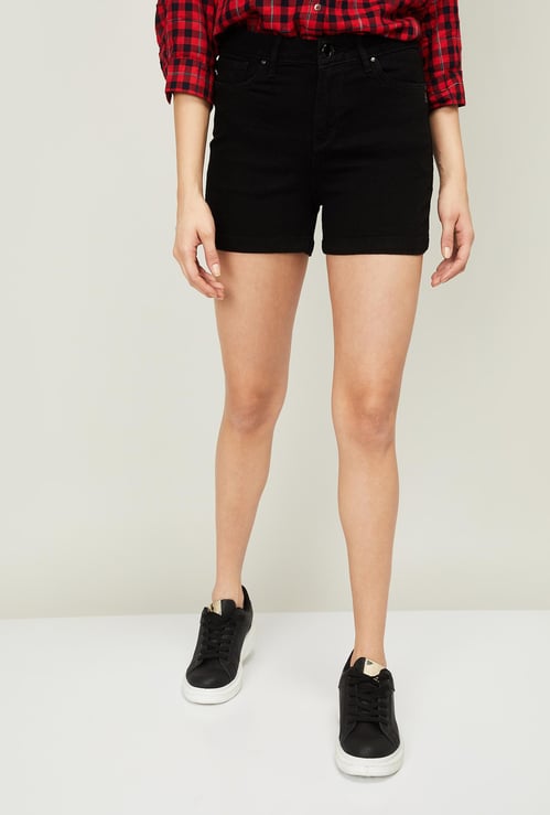 XPOSE Women Solid Regular Fit Denim Shorts