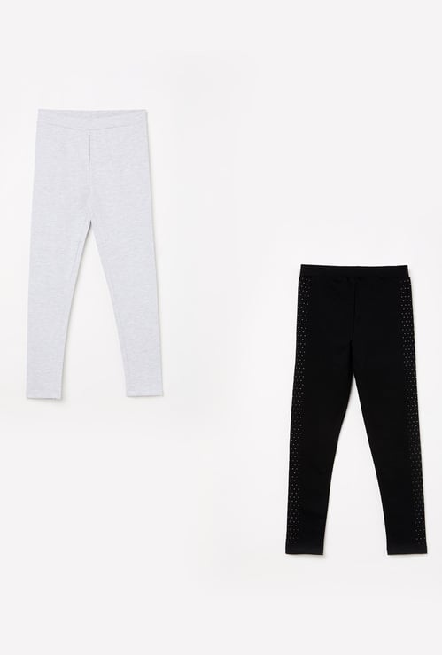 FAME FOREVER YOUNG Girls Solid Leggings - Pack of 2