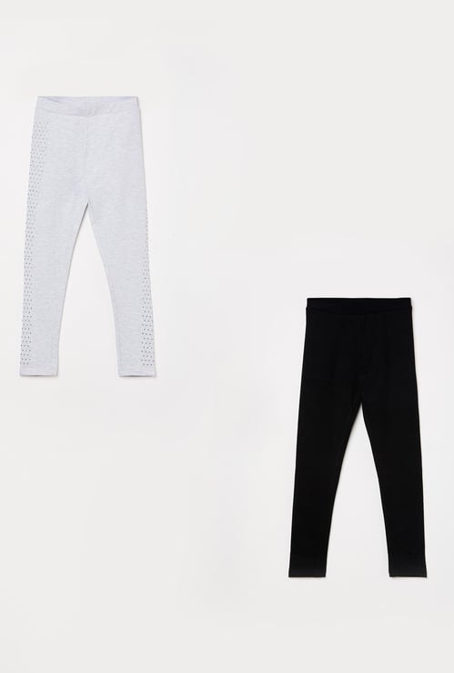 FAME FOREVER KIDS Girls Solid Leggings with Elasticated Waist