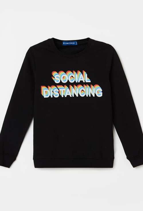 FAME FOREVER YOUNG Girls Printed Full Sleeves Sweatshirt