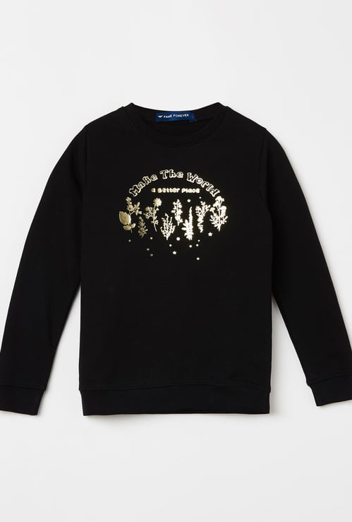 FAME FOREVER Girls Printed Full Sleeves Sweatshirt