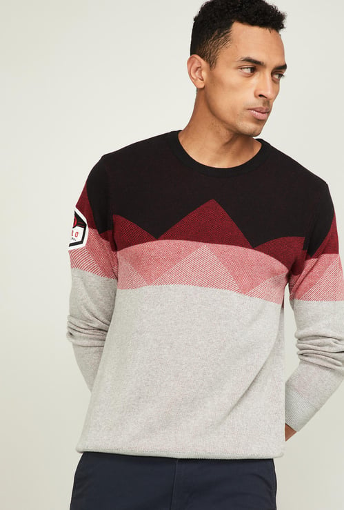 AEROPOSTALE Men Colourblock Crew-Neck Sweater