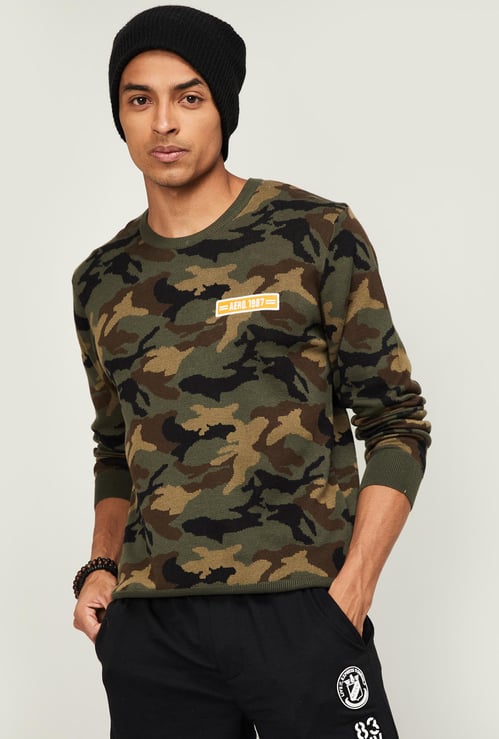 AEROPOSTALE Men Textured Full Sleeves Sweater