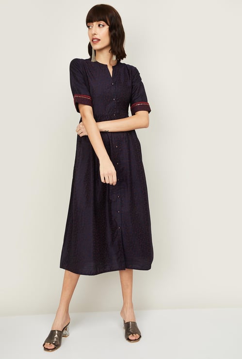 MELANGE Women Printed Short Sleeves Midi Dress