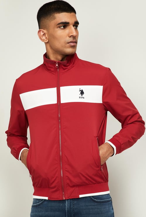 U.S. POLO ASSN Men Colourblocked Full Sleeves Bomber Jacket