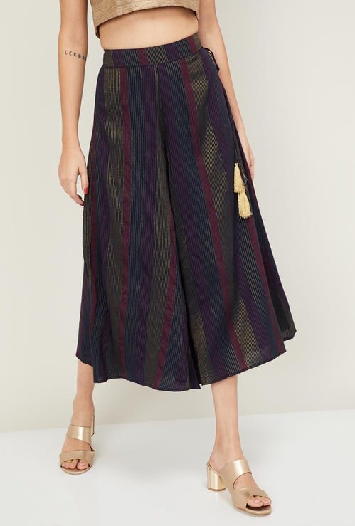 AURELIA Women Striped Culottes with Tassel Tie-Up