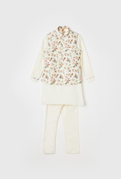 MANYAVAR Boys Kurta with Churidar and Jacket