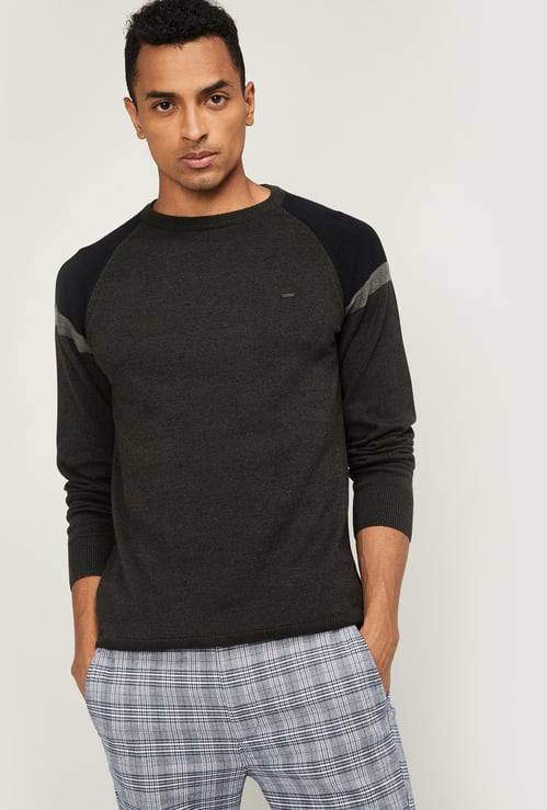 PROLINE Men Textured Raglan Sleeves Sweater