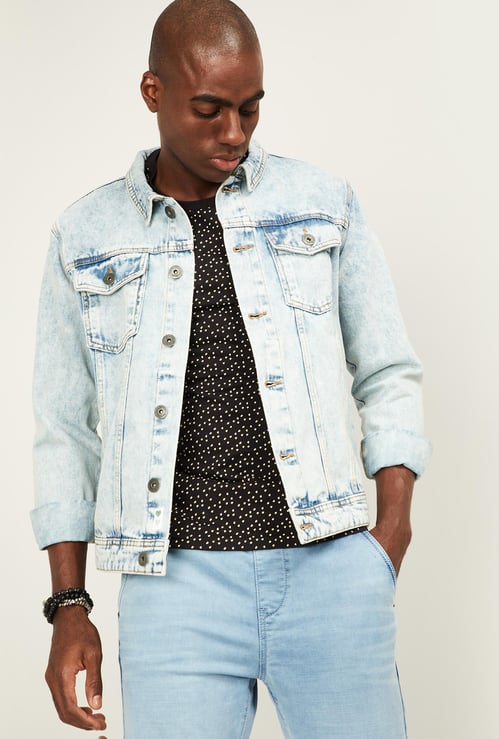 FORCA Men Stonewashed Full Sleeve Denim Jacket