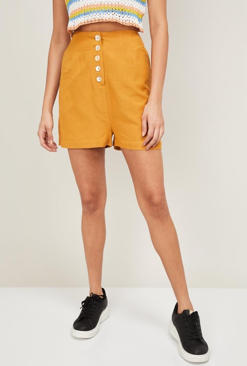 GINGER Women Solid Woven Shorts