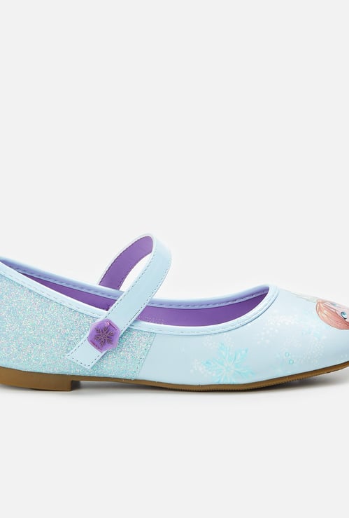 FAME FOREVER Girls Printed Velcro Strap Ballerina Flats