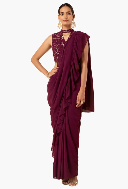 INDYA Women Solid Gypsuit Saree