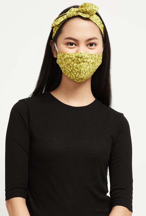 GINGER Women Printed Face Mask with Headband