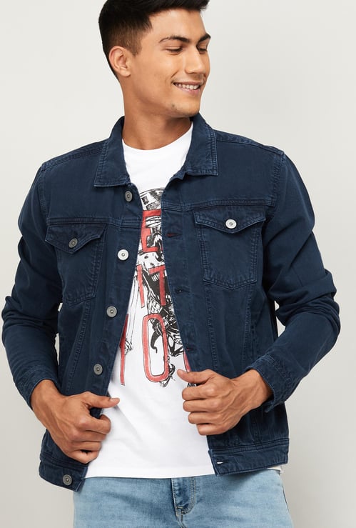 FORCA Men Solid Full Sleeve Denim Jacket