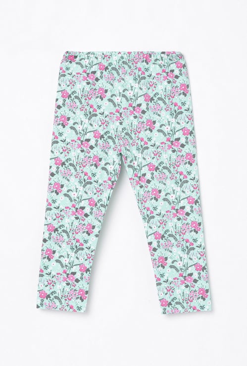 JUNIORS Girls Floral Print Elasticated Leggings