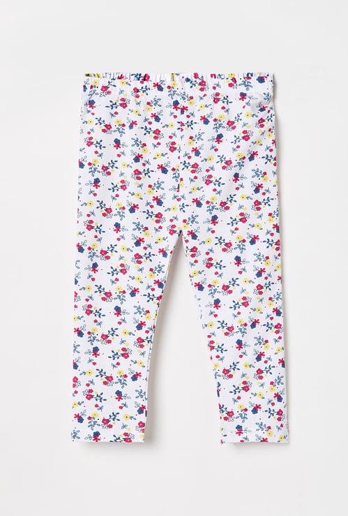JUNIORS Girls Floral Printed Elasticated Leggings