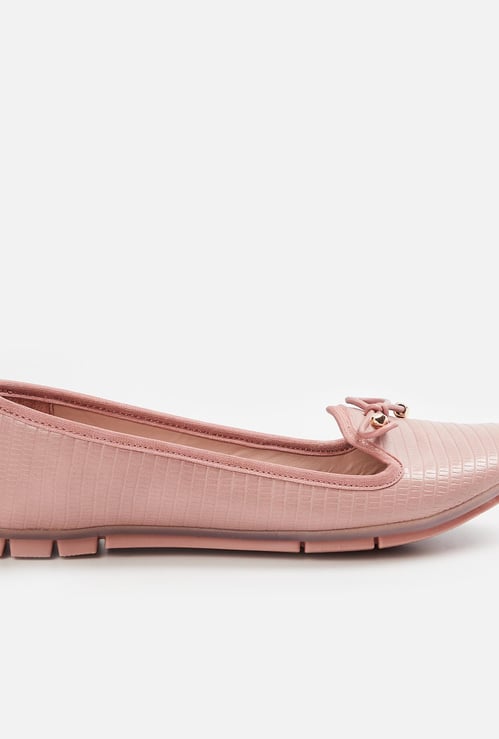 GINGER Women Solid Bow-Detailed Ballerina Flats