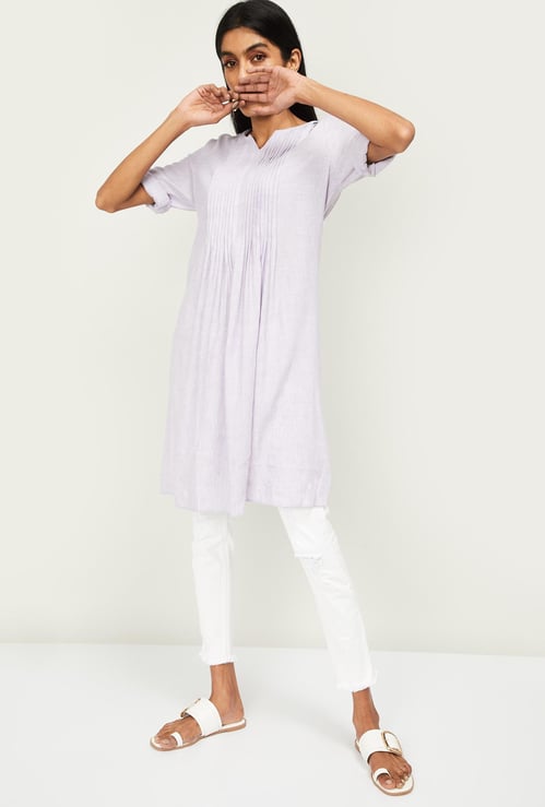 ALLEN SOLLY Women Solid Three-quarter Sleeves Tunic